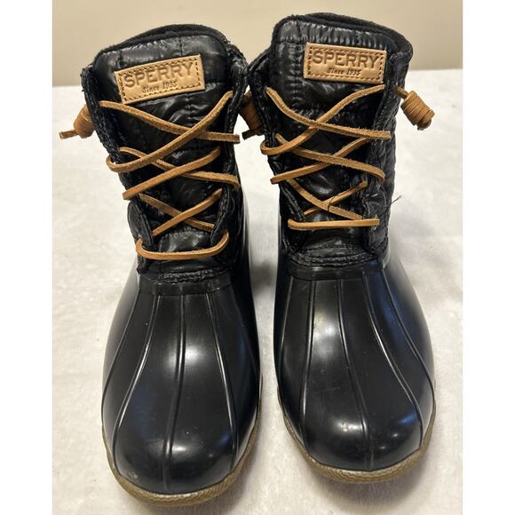 SPERRY Duck Boots Women’s 8 Black Saltwater Quilted STS80755 Waterproof Outdoor - Picture 1 of 8